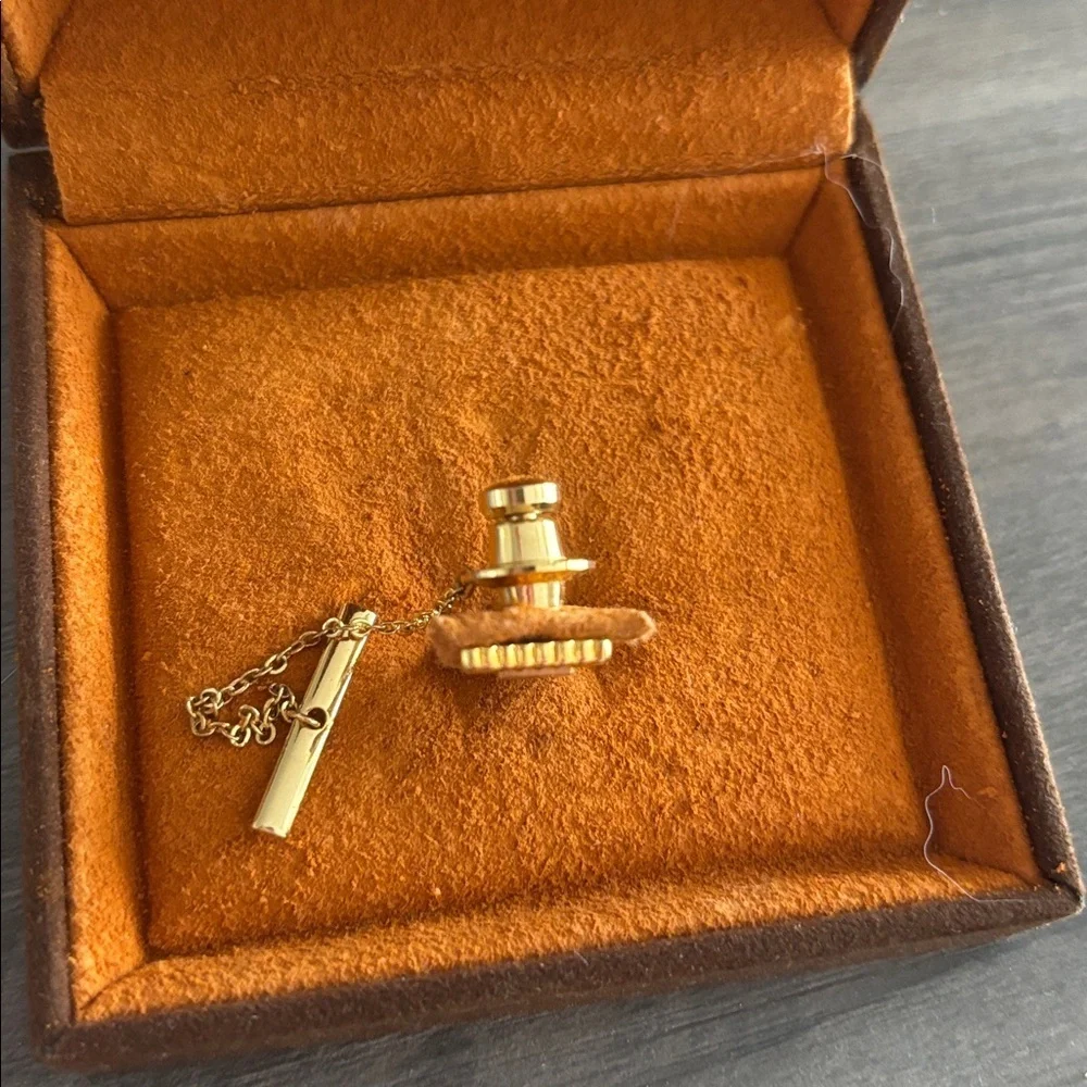 Yves Saint Laurent Vintage Gold and Silver Tie Pin with Box